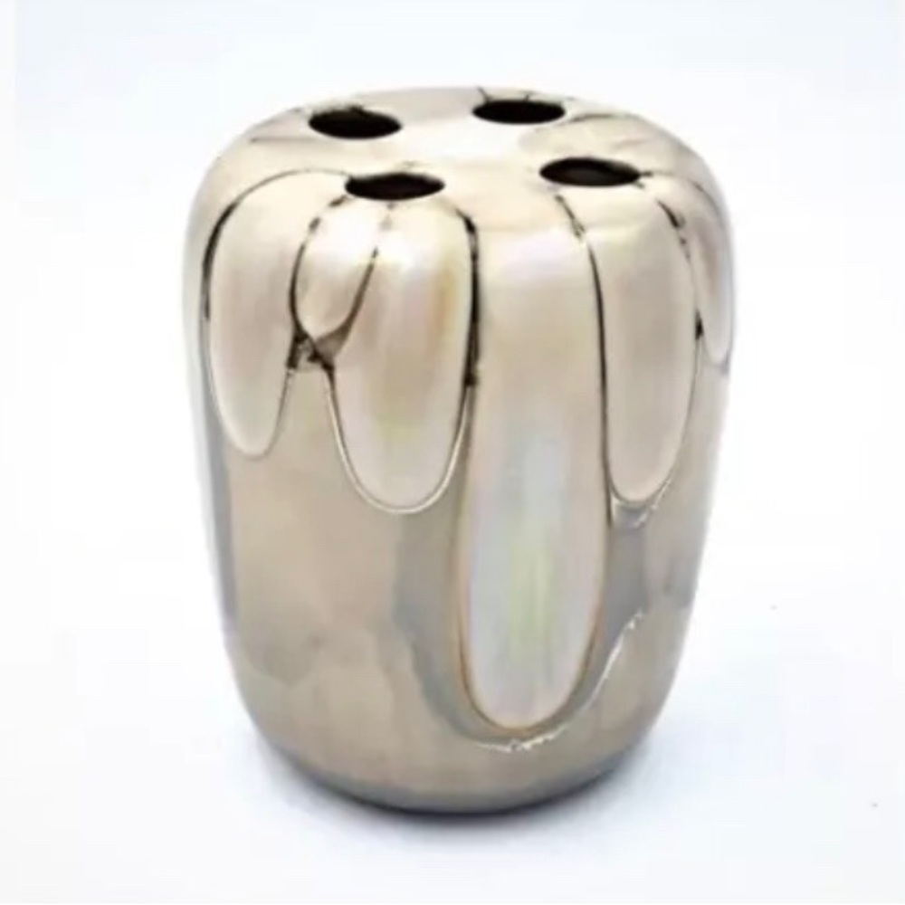 Deco Nouveau Nielsen Iridescent Drip Glaze Porcelain Toothbrush Holder Handmade.